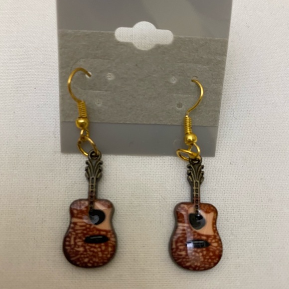 Fashion Earrings Jewelry - 💙2/$15 Fashion Guitar 🎸 Earrings Brown/Black NWT